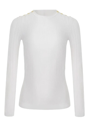 Elisabetta Franchi buttoned-shoulder ribbed T-shirt - White
