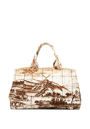 Prada Pre-Owned 2013-2025 Large Canvas Canapa Azulejos satchel - Brown