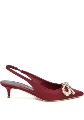 Giambattista Valli 40mm crystal-embellished slingback pumps - Red