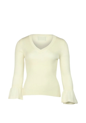 Boutique Moschino ruffle-sleeves V-neck top - White