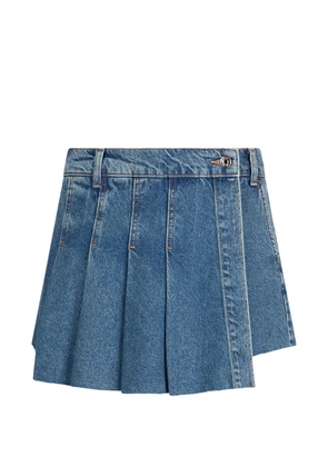 LIU JO pleated frayed denim shorts - Blue