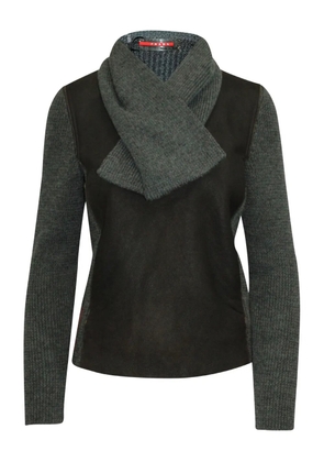 Prada Pre-Owned leather-panel wool sweater - Grey