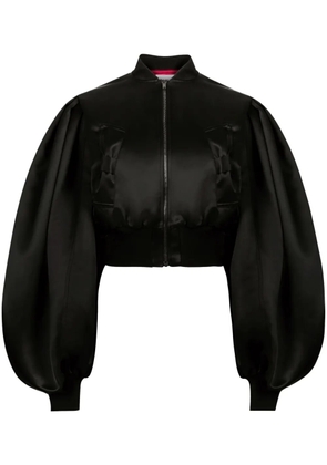 Nina Ricci cropped satin bomber jacket - Black