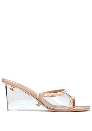 Valentino Garavani Rockstud-embellished wedge sandals - Neutrals