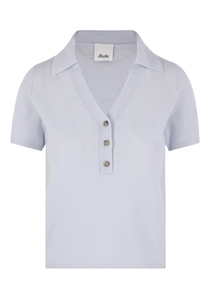 Allude collared knitted V-neck polo shirt - Blue