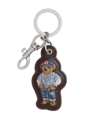 Polo Ralph Lauren embroidered-polo bear leather key fob - Brown