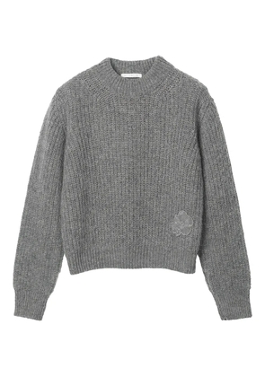 Cecilie Bahnsen Bega fisherman knit flower appliqué pullover - Grey