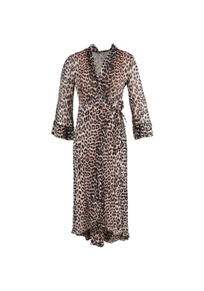 GANNI leopard-print wrap maxi dress - Neutrals