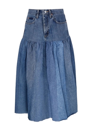 E.L.V DENIM Harvard ruffled midi denim skirt - Blue