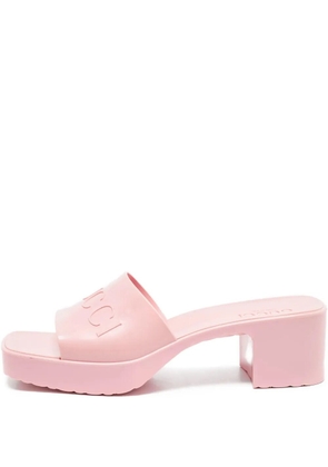 Gucci Pre-Owned 50mm embossed-logo platform slides - Pink