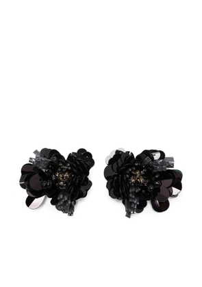 Biyan sequined floral-motif earrings - Black