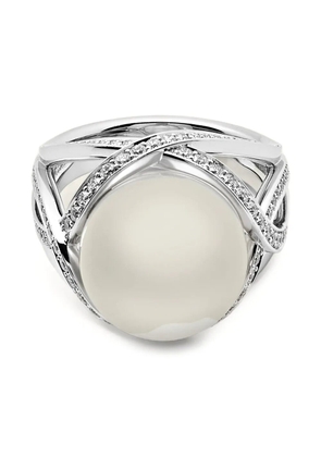 Mikimoto 18K white gold M Collection pearl and diamond ring