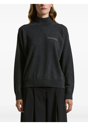 Peserico high neck embellished sweater - Grey