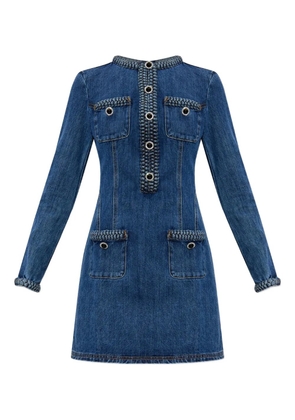Self-Portrait braided-detail denim dress - Blue