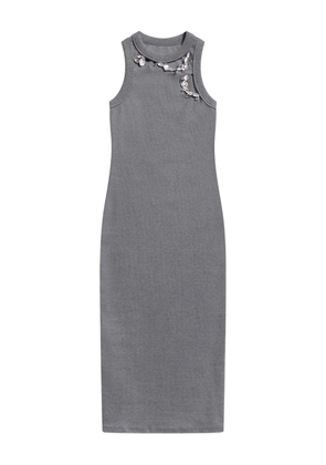 AREA crystal-embellished ribbed midi dress - Grey