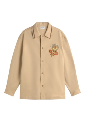 Drôle De Monsieur floral-embroidered overshirt - Neutrals