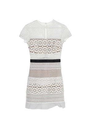 Self-Portrait short-sleeve lace mini dress - White
