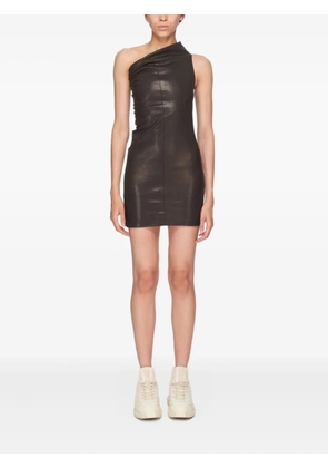 Rick Owens draped one-shoulder mini dress - Brown