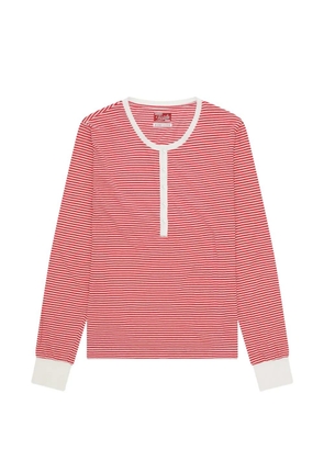 Fortela striped button serafino T-shirt - Red