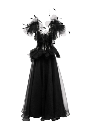 Ana Radu feather-trimmed corset dress - Black