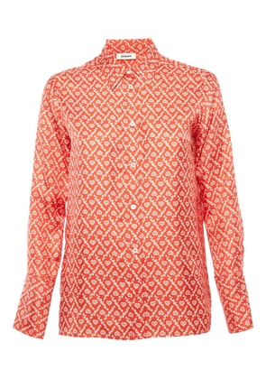 SANDRO floral-print silk shirt - Red