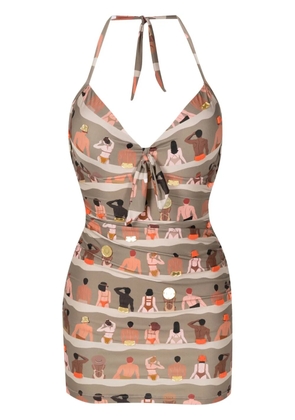 Amir Slama graphic-print swimsuit - Green