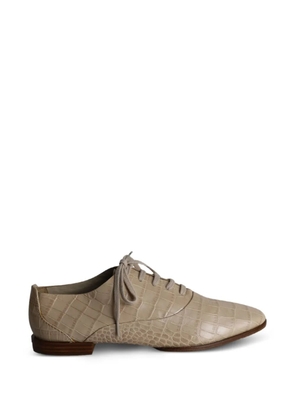 Pre-Owned Alexander Wang Ingrid croc-embossed lace-up oxford shoes - Neutrals