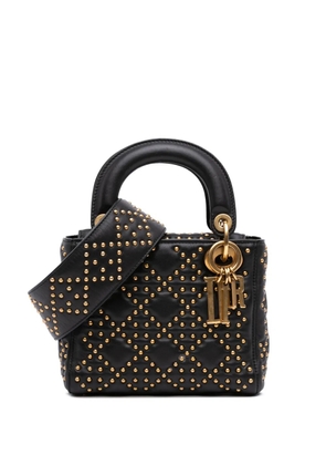 Christian Dior Pre-Owned 2018 Mini Lambskin Cannage Studded Supple Lady Dior satchel - Black