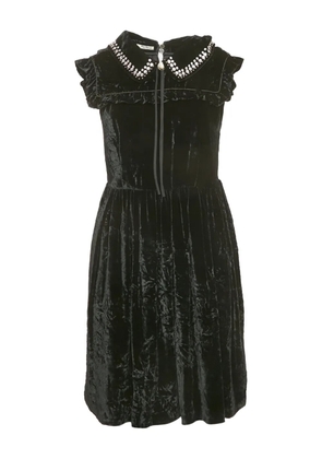 Miu Miu Pre-Owned rhinestone-embellished velvet dress - Black