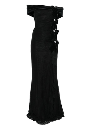 NISSA bow-detail lace maxi dress - Black