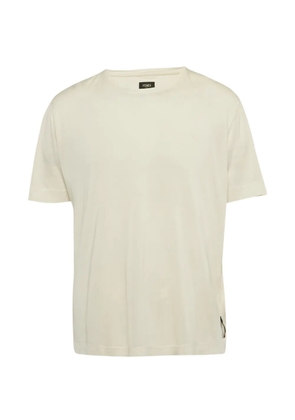 Fendi Pre-Owned logo-embroidered T-shirt - Neutrals