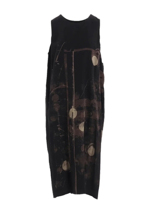 Y's printed sleeveless midi dress - Black