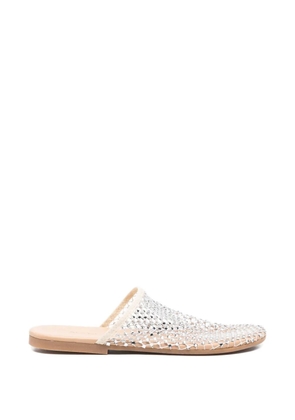 Alysi woven net-detail flat mules - White