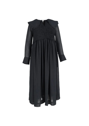 GANNI Smocked bodice long sleeve dress - Black