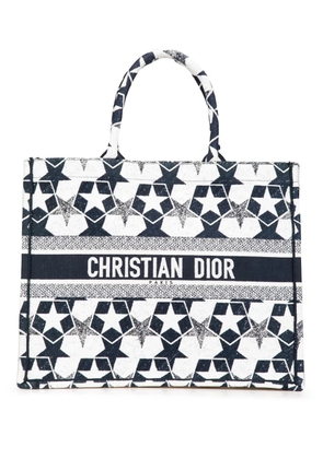 Christian Dior Pre-Owned 2021 Large Canvas Embroidered Lucky Star Book tote bag - Blue