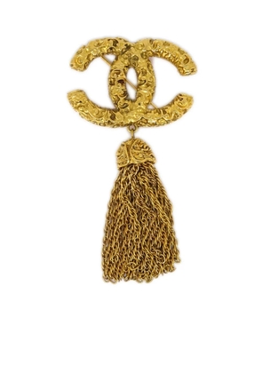 CHANEL Pre-Owned 1993 metal tassel CC brooch - Gold