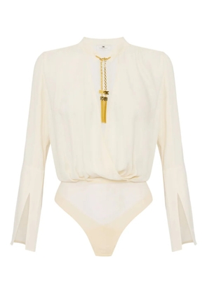 Elisabetta Franchi tassel-embellished georgette bodysuit - Neutrals