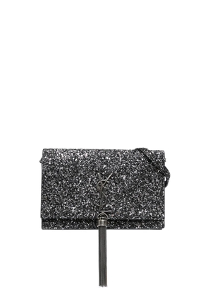 Saint Laurent Pre-Owned 2018 Metallic Glitter Monogram Kate Tassel Chain Wallet crossbody bag - Black
