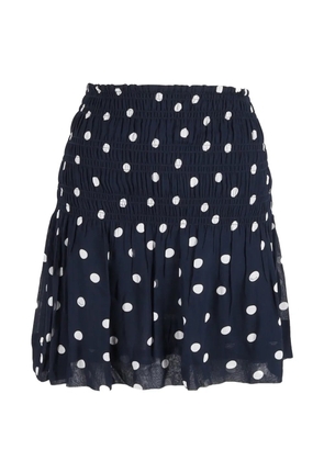 GANNI polka-dot smocked skirt - Blue