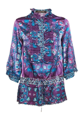 Roberto Cavalli Vintage floral ruffle top - Purple