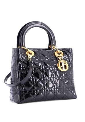 Christian Dior Pre-Owned Vintage Lady Dior Bag Cannage Quilt Patent Medium satchel - Black