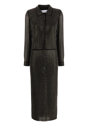Self-Portrait embellished midi shirtdress - Black