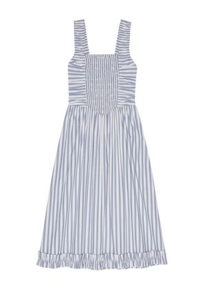 GANNI smocked striped dress - White