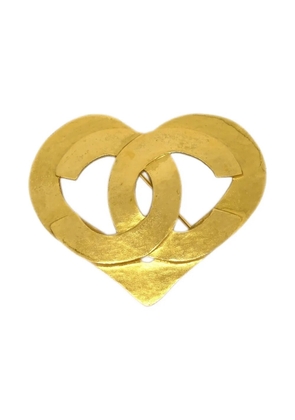 CHANEL Pre-Owned 1995 CC heart-motif brooch - Gold