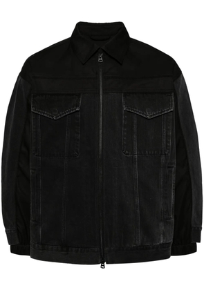 CROQUIS splicing denim jacket - Black