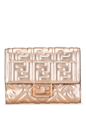 Fendi Pre-Owned 2020-2023 Zucca Embossed Compact Wallet small wallets - Gold