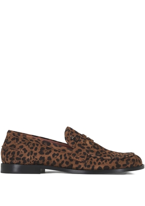 Amina Muaddi Tilda leopard-pattern loafers - Brown