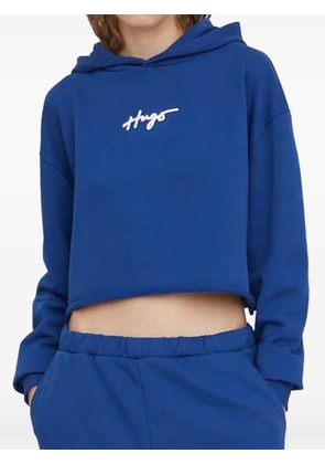 HUGO raw-hem hoodie - Blue