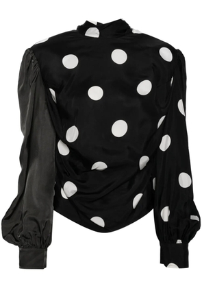 pushBUTTON asymmetric long sleeves blouse - Black