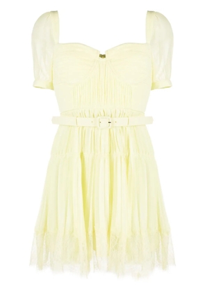 Self-Portrait chiffon lace-detail minidress - Yellow